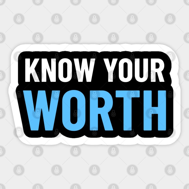 Know Your Worth - White & Blue Sticker by Tracy Parke